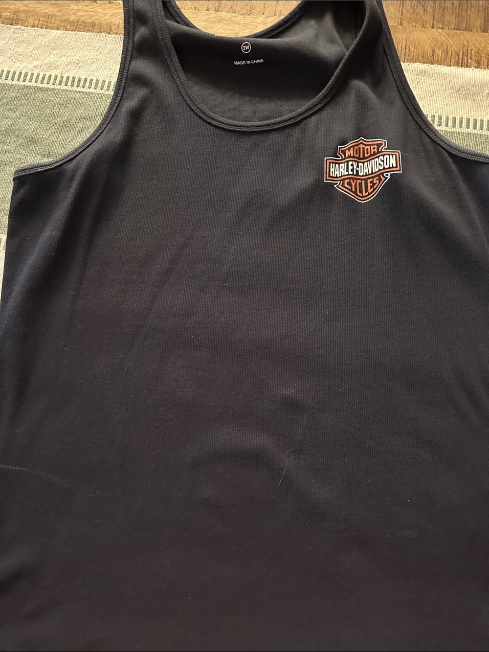 Harley-Davidson Black Tank Top with Orange and White Shield Logo
